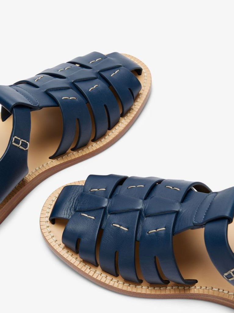 Blue Pantheon Leather Sandals