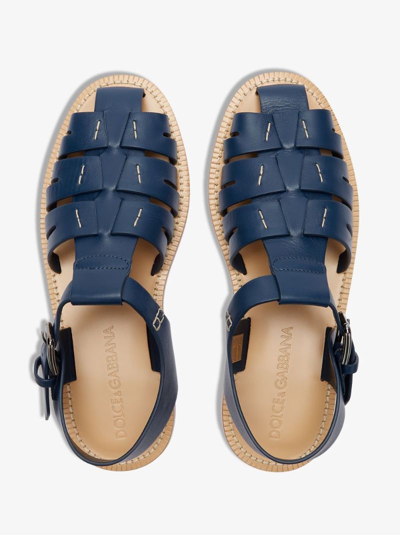 Blue Pantheon Leather Sandals