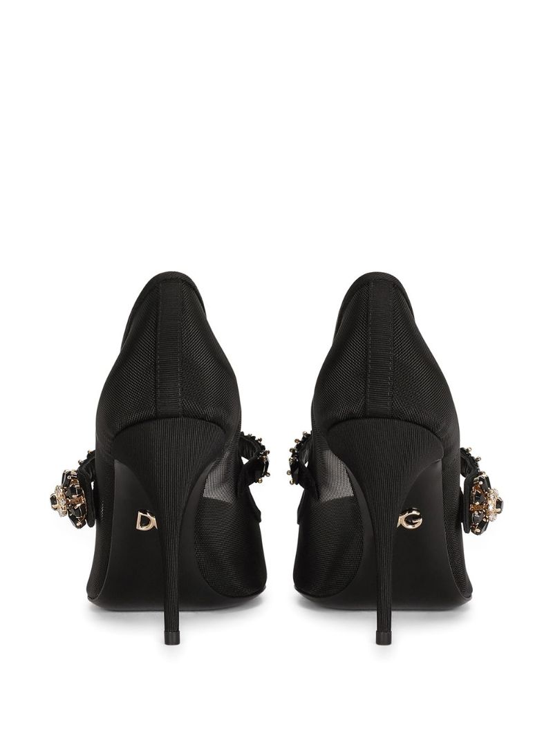 Black 90 Crystal Strap Mary Jane Pumps