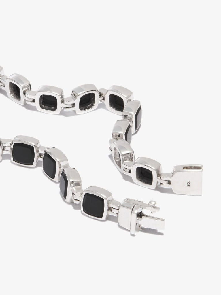 Sterling Silver Cushion Onyx Bracelet