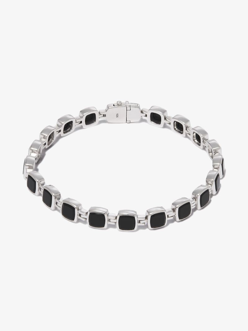 Sterling Silver Cushion Onyx Bracelet