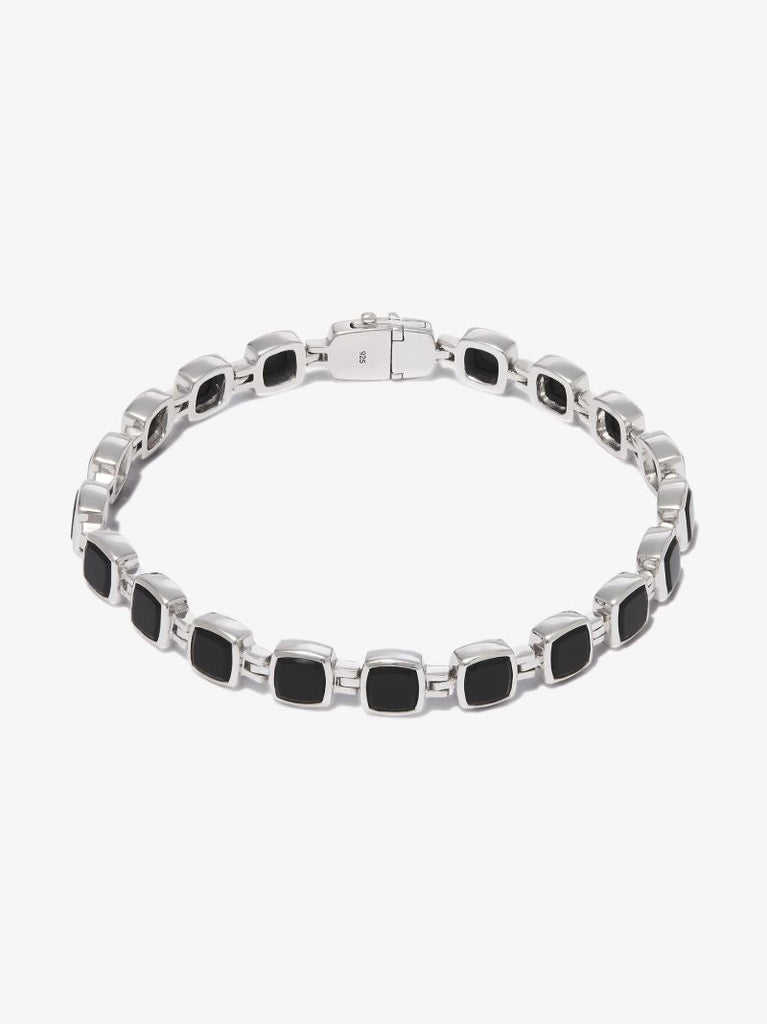 Sterling Silver Cushion Onyx Bracelet