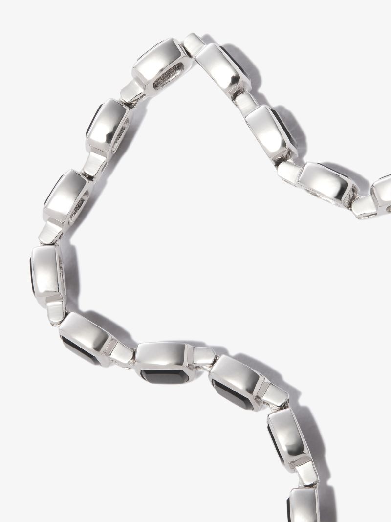Sterling Silver Cushion Onyx Bracelet