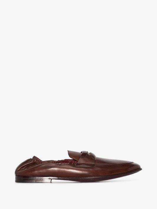 Brown Logo Tag Leather Loafers