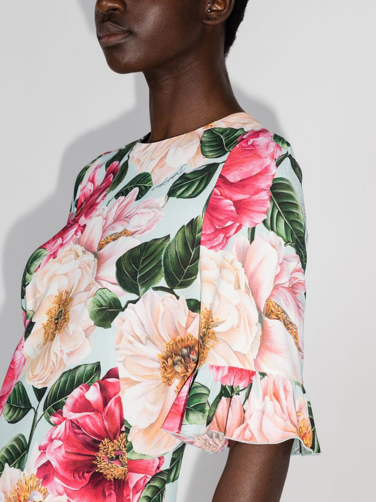 Floral Print Ruffled Dress