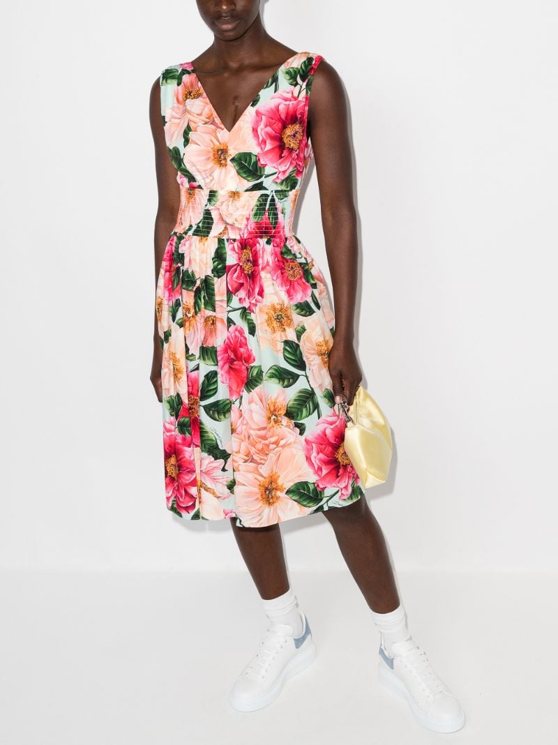 Smocked Floral Print Dress