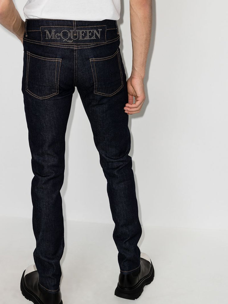 Studded Logo Slim Fit Jeans