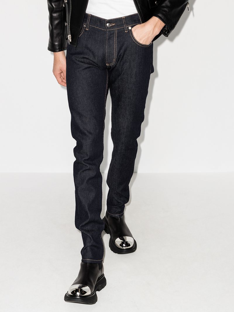 Studded Logo Slim Fit Jeans