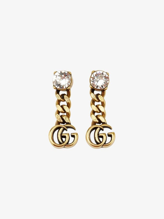 Gold Tone Gg Crystal Earrings