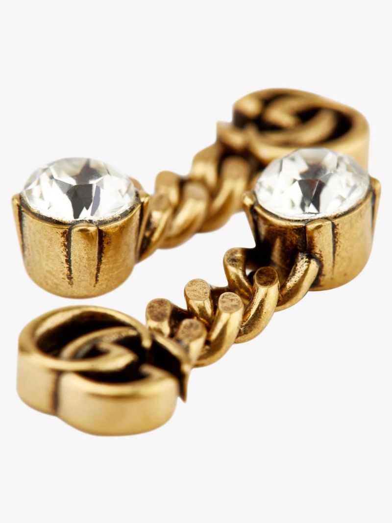 Gold Tone Gg Crystal Earrings