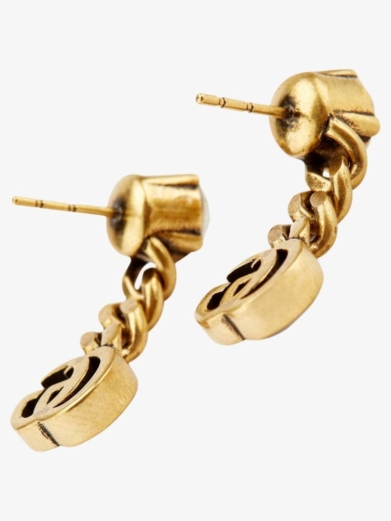Gold Tone Gg Crystal Earrings