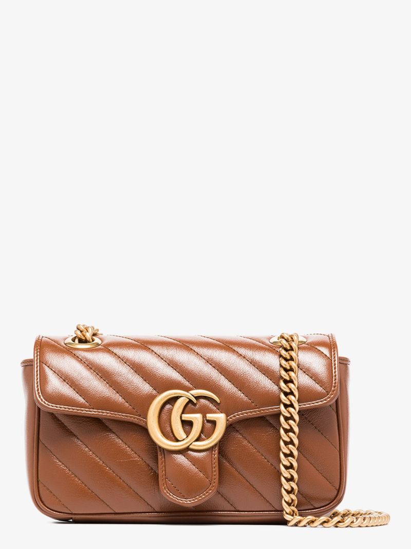 Brown Gg Marmont Mini Leather Shoulder Bag