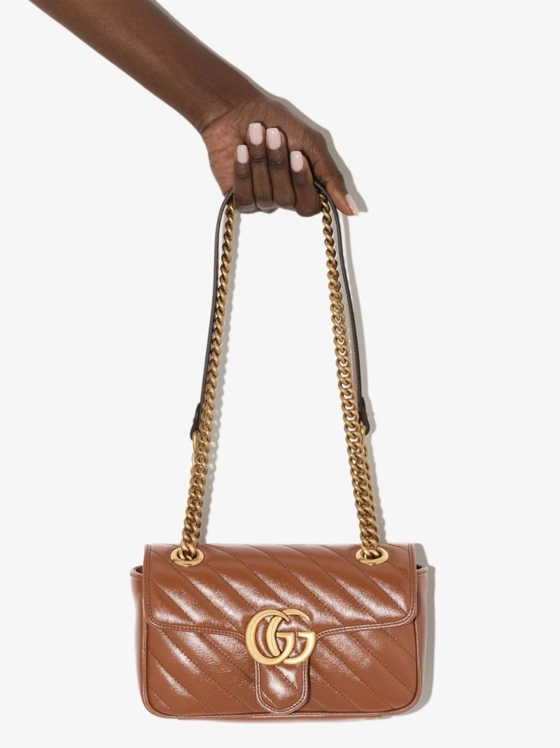 Brown Gg Marmont Mini Leather Shoulder Bag
