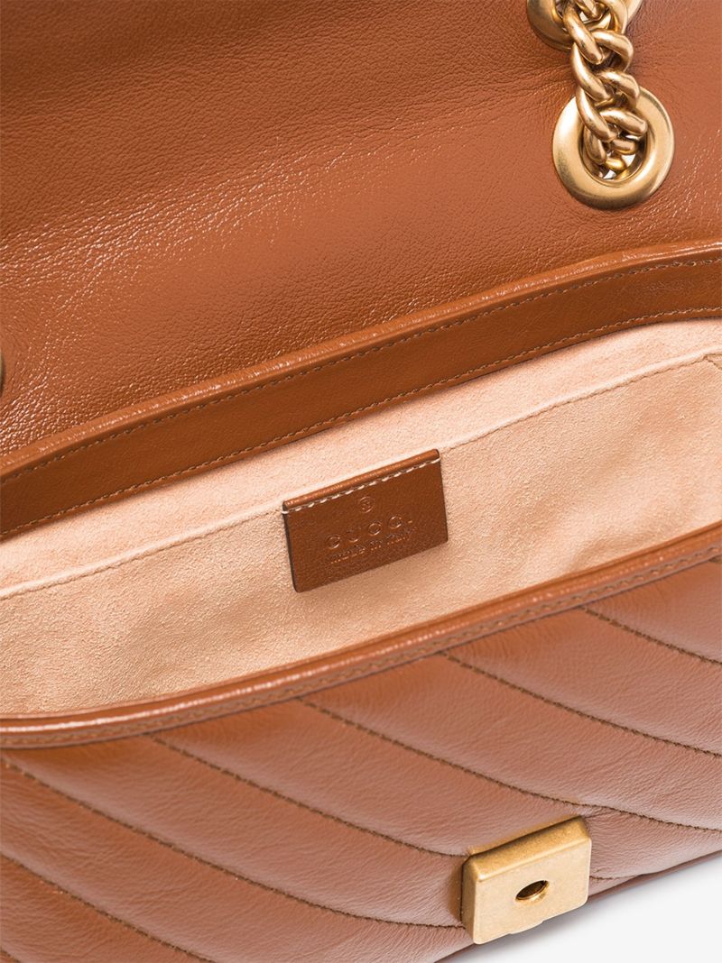 Brown Gg Marmont Mini Leather Shoulder Bag