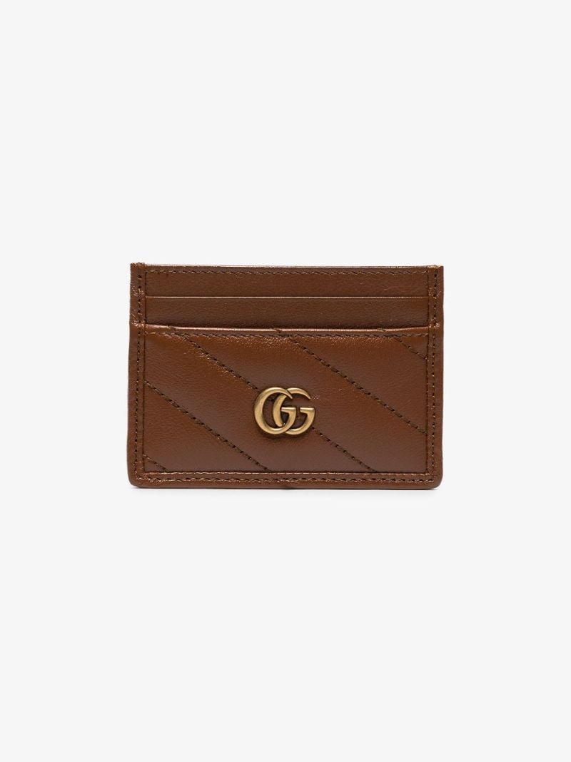 Brown Gg Marmont Leather Card Holder
