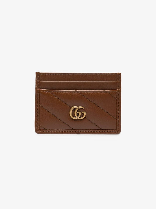 Brown Gg Marmont Leather Card Holder