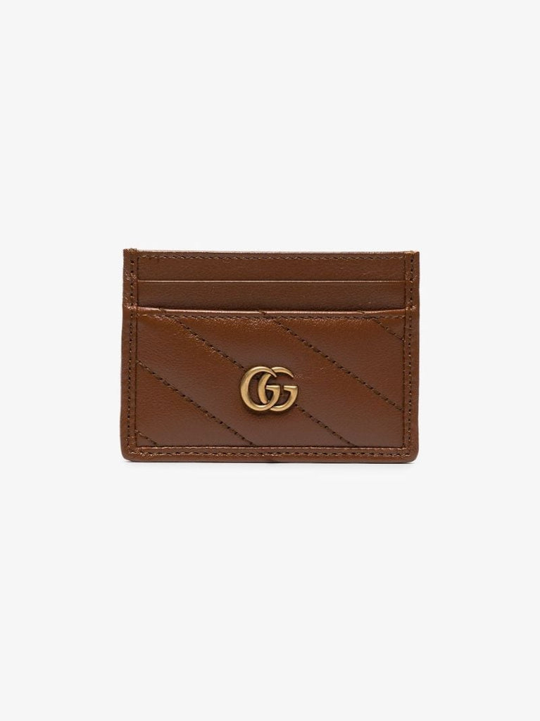Brown Gg Marmont Leather Card Holder