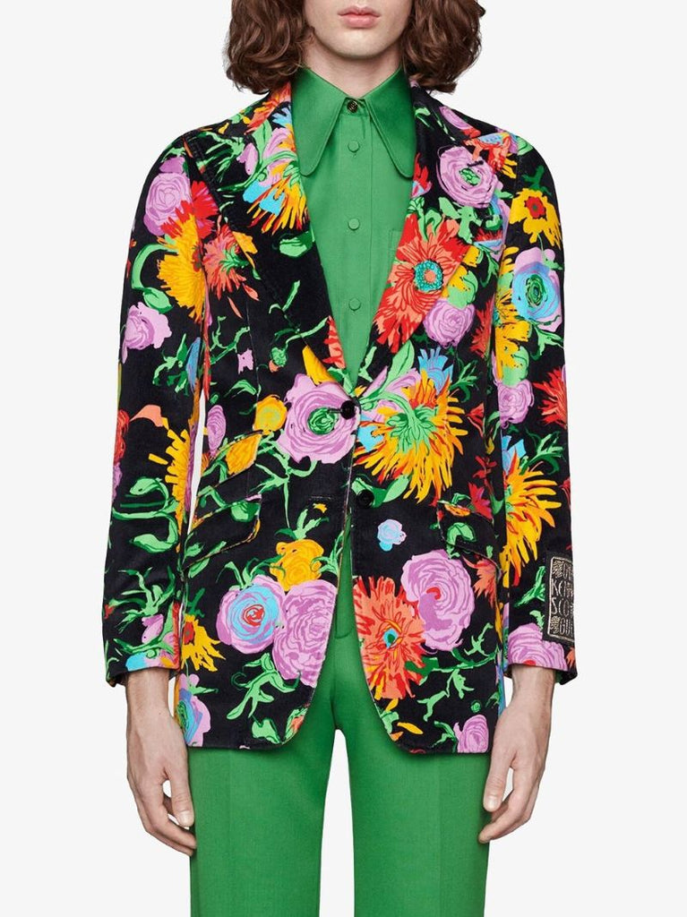 X Ken Scott Floral Velvet Blazer
