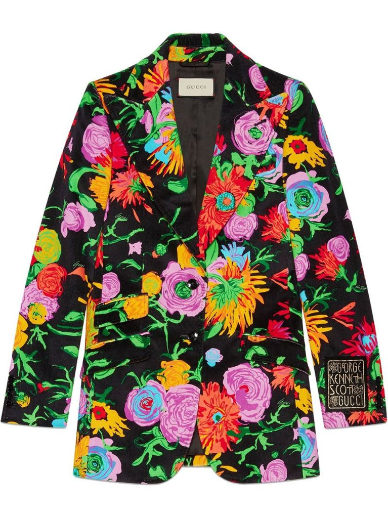 X Ken Scott Floral Velvet Blazer