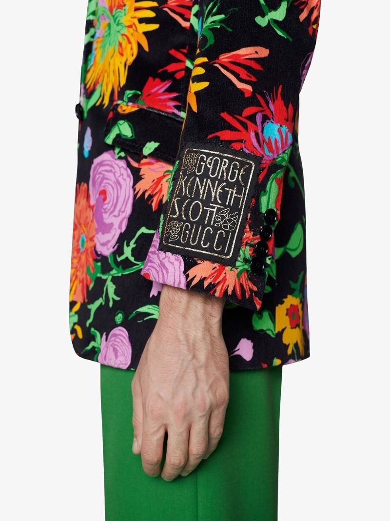 X Ken Scott Floral Velvet Blazer