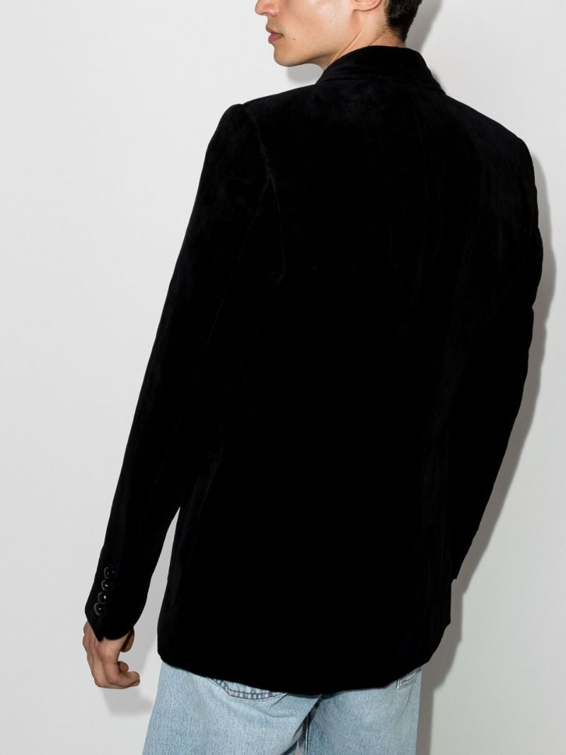 Black Single-breasted Velvet Blazer