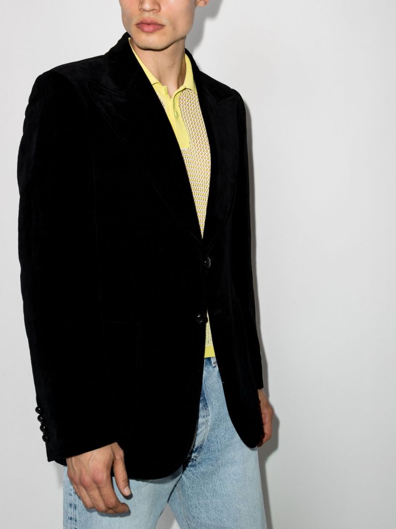 Black Single-breasted Velvet Blazer