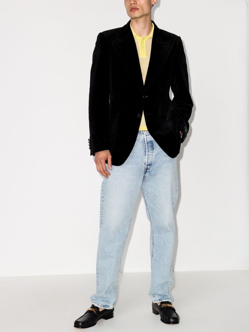 Black Single-breasted Velvet Blazer