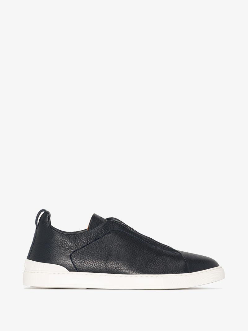 Blue Triple Stitch Leather Sneakers