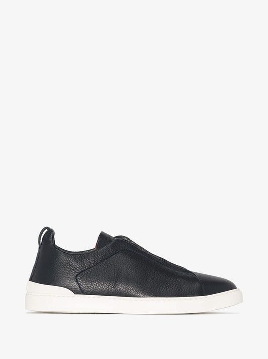Blue Triple Stitch Leather Sneakers