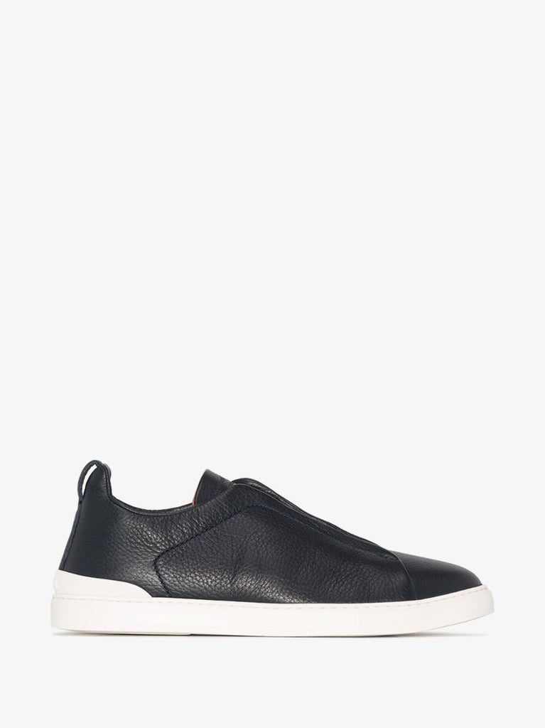 Blue Triple Stitch Leather Sneakers