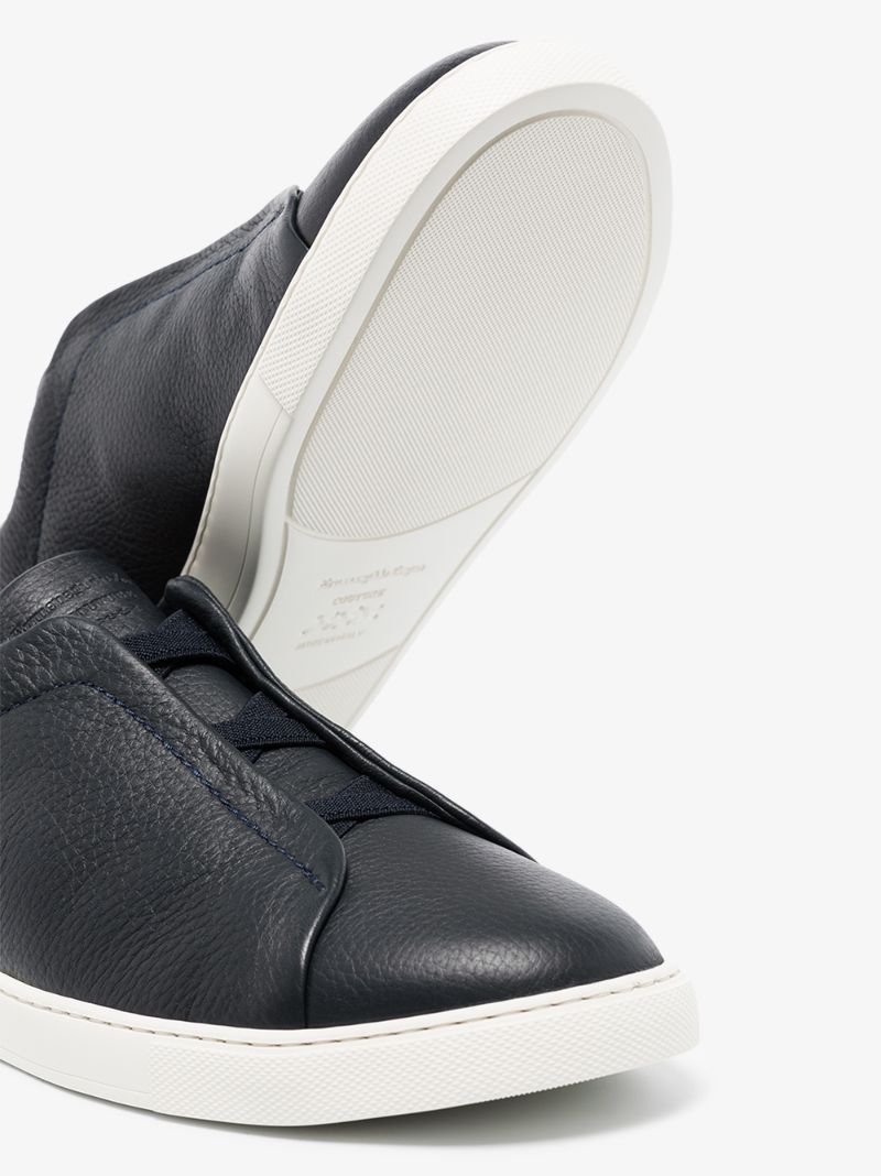 Blue Triple Stitch Leather Sneakers