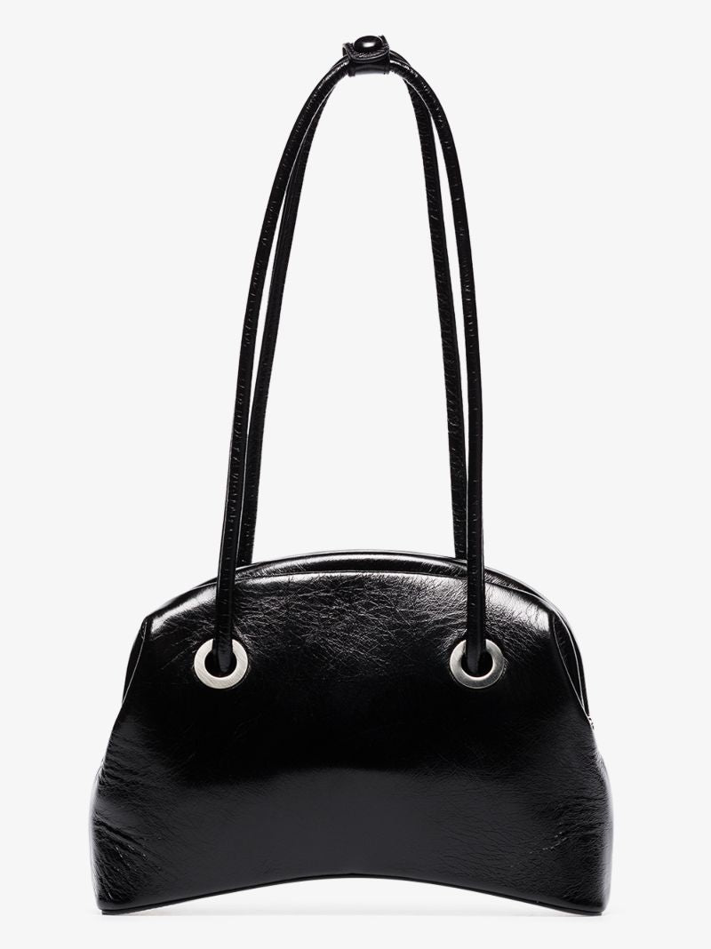 Black Brot Circle Leather Shoulder Bag