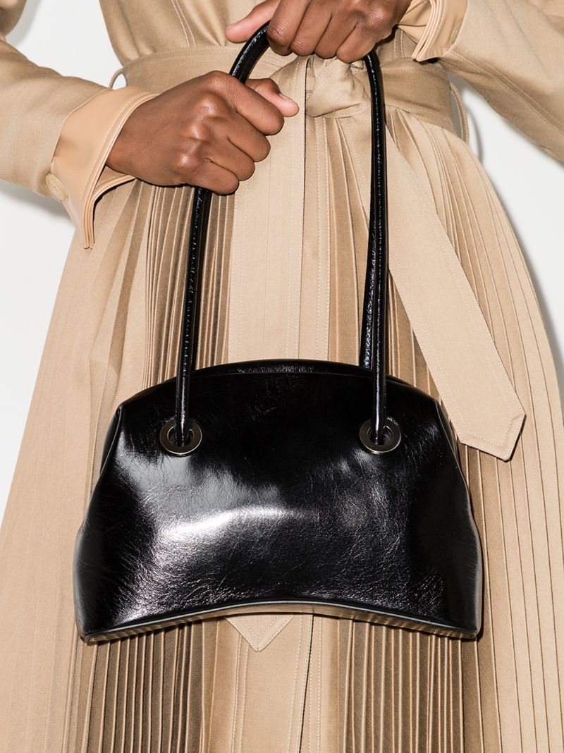 Black Brot Circle Leather Shoulder Bag