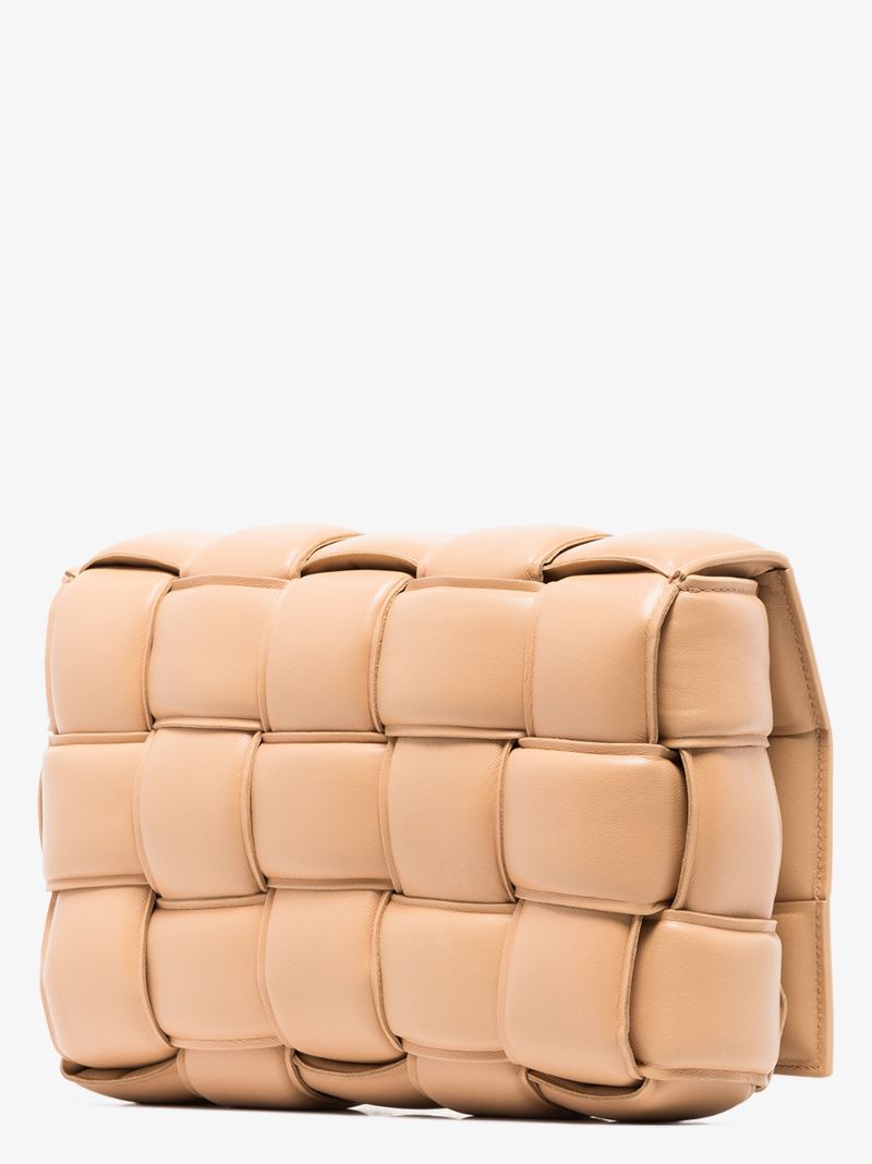 Neutral Padded Cassette Leather Shoulder Bag