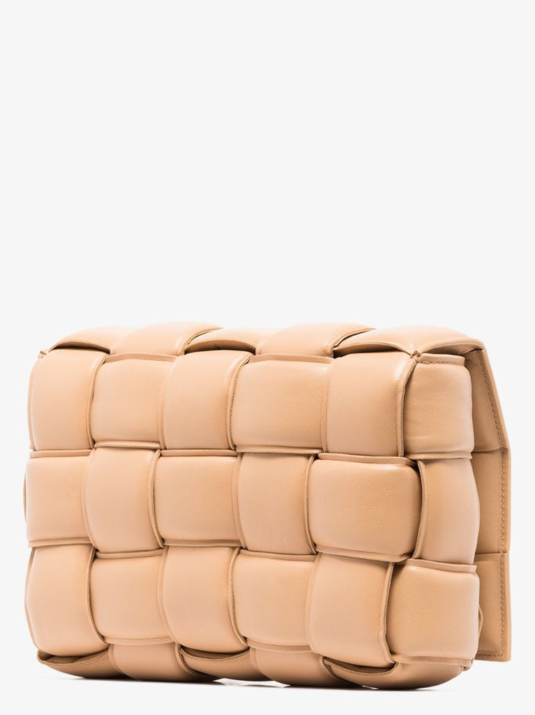 Neutral Padded Cassette Leather Shoulder Bag