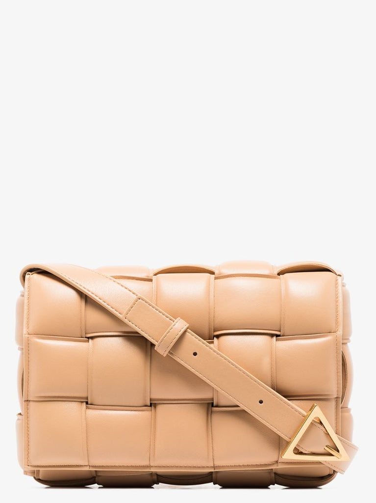Neutral Padded Cassette Leather Shoulder Bag