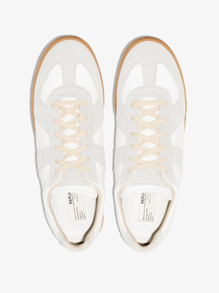 White Replica Leather Sneakers