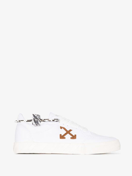 White Vulcanized Low Top Canvas Sneakers