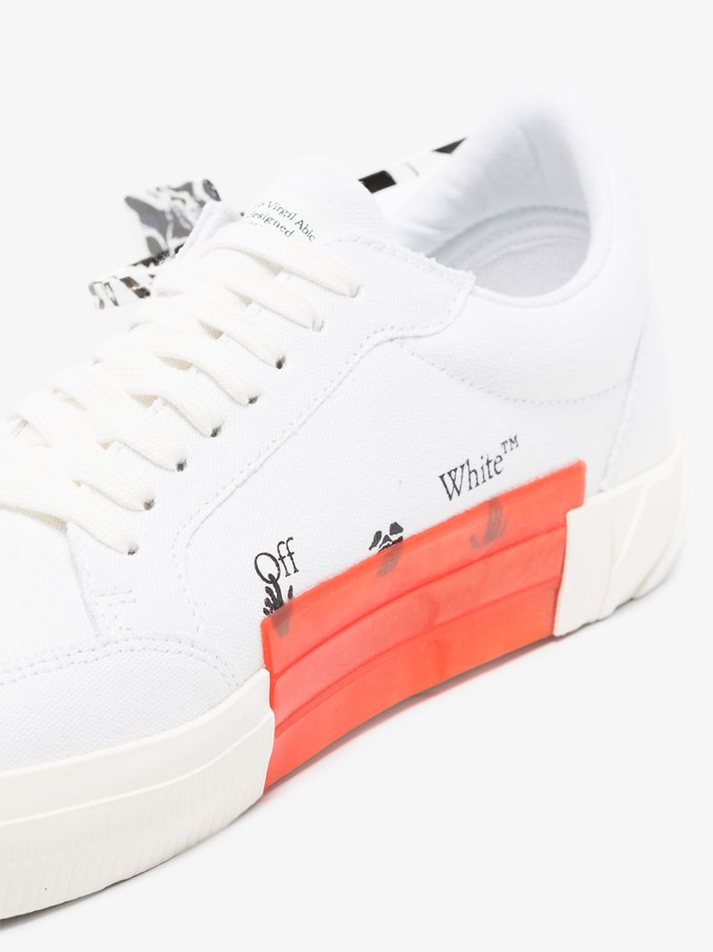White Vulcanized Low Top Canvas Sneakers