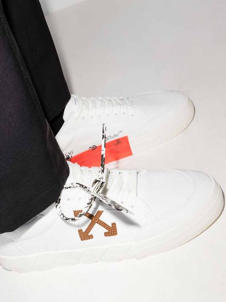 White Vulcanized Low Top Canvas Sneakers