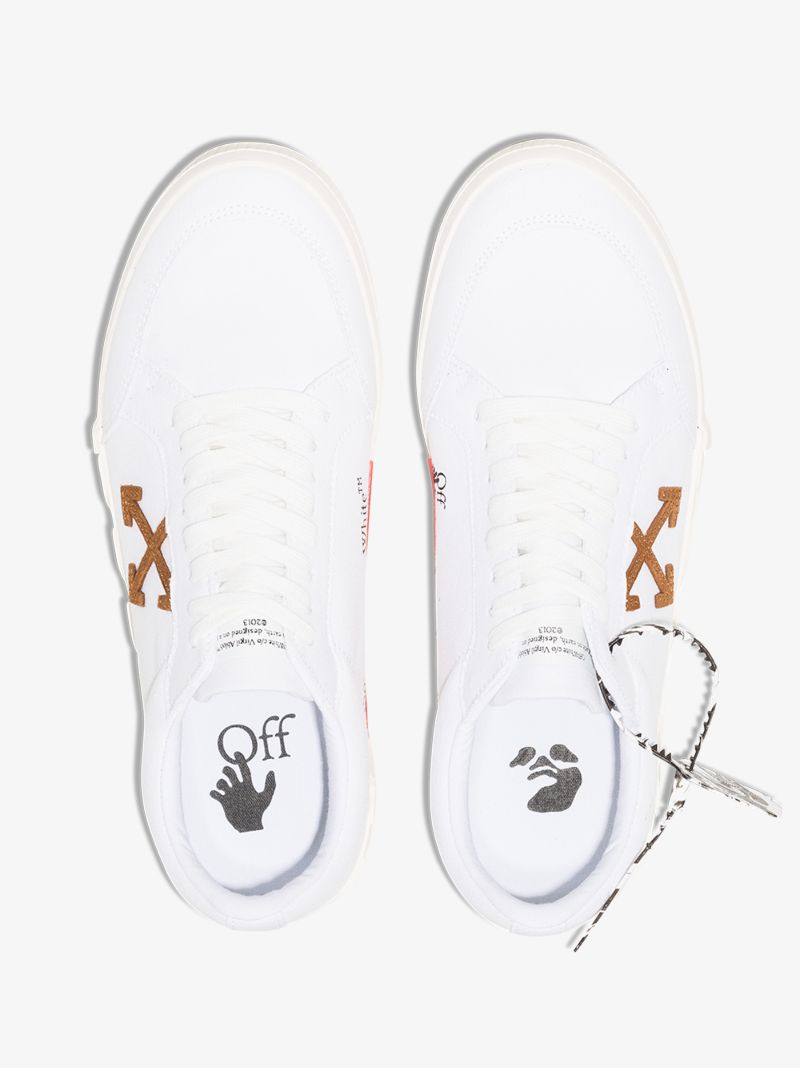 White Vulcanized Low Top Canvas Sneakers