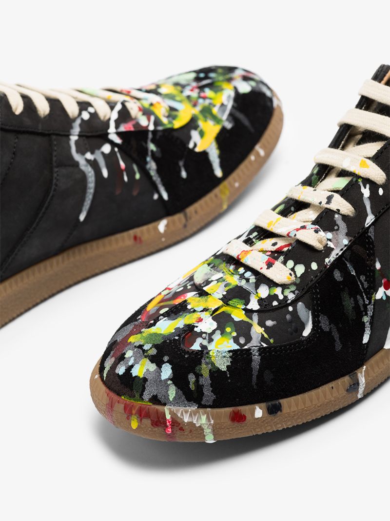 Black Replica Paint Splatter Leather Sneakers