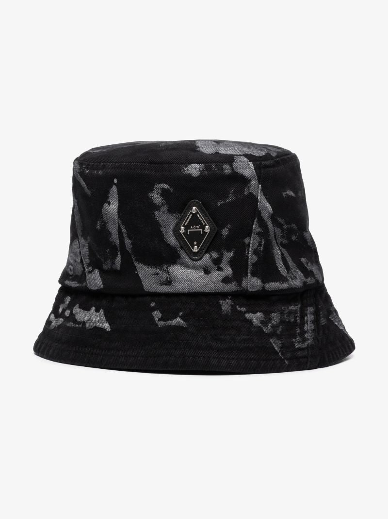 Black Panelled Printed Bucket Hat