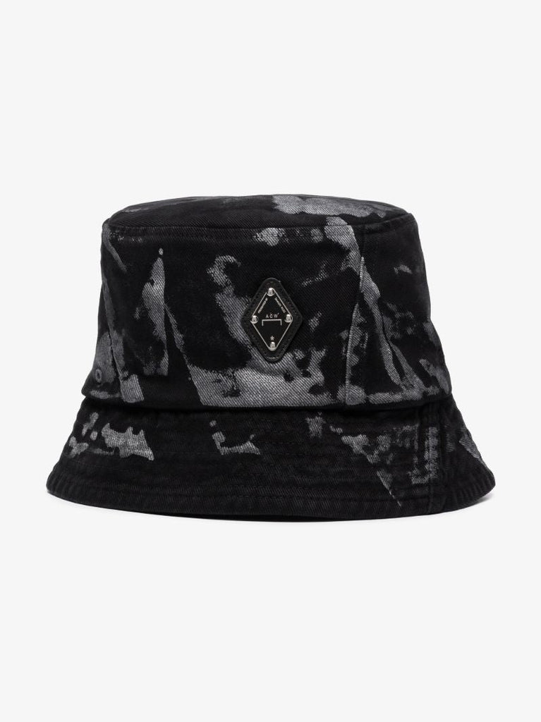 Black Panelled Printed Bucket Hat