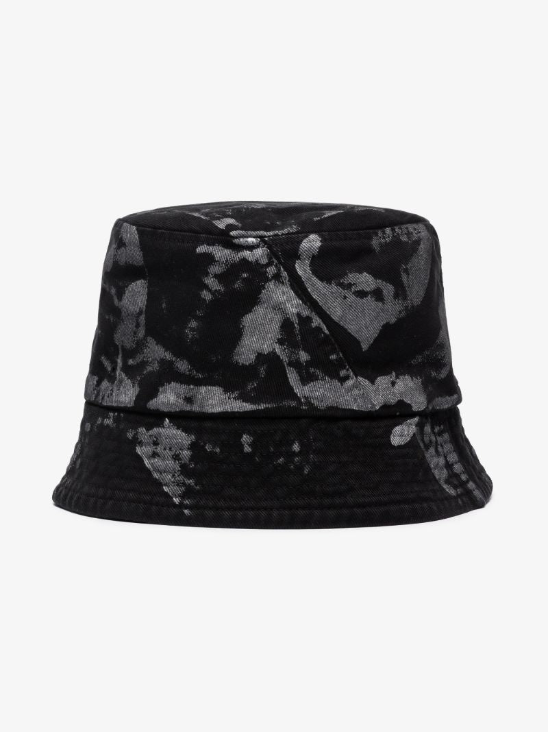 Black Panelled Printed Bucket Hat