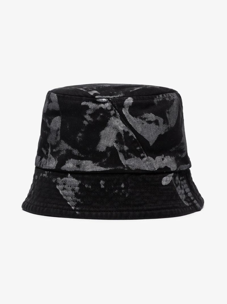 Black Panelled Printed Bucket Hat