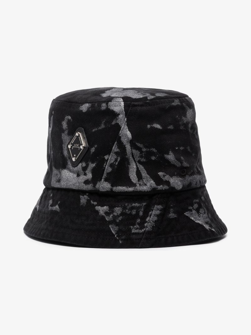 Black Panelled Printed Bucket Hat