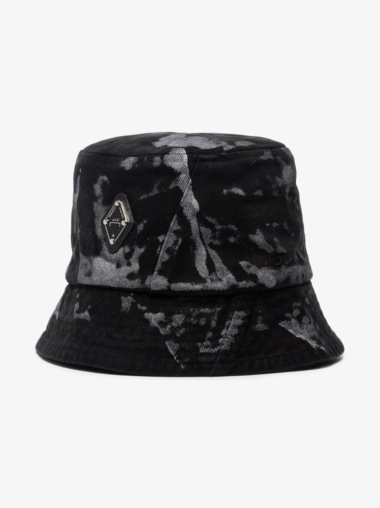Black Panelled Printed Bucket Hat