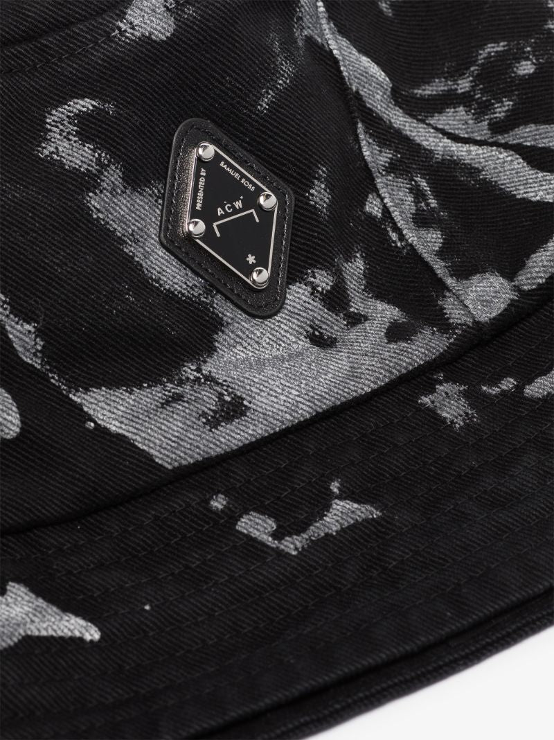 Black Panelled Printed Bucket Hat