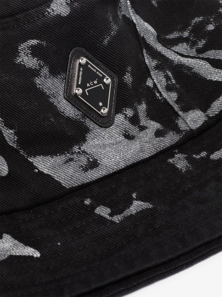 Black Panelled Printed Bucket Hat
